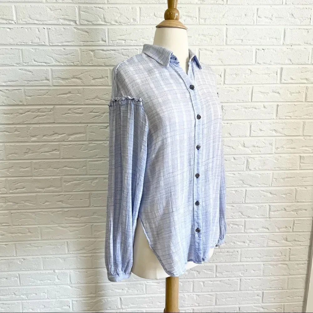 Free People Headed To The Highlands Blue Blouse Small